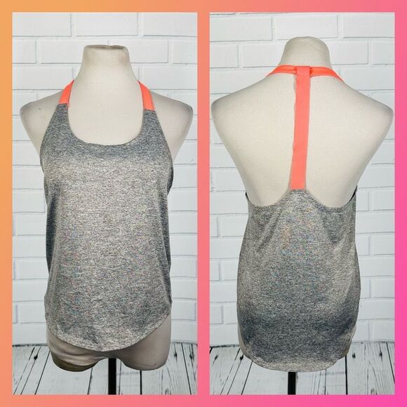 10/$25🦋 Aviva Sports Light Gray & Orange Y-Back Workout Tank - Size Small - Picture 1 of 12